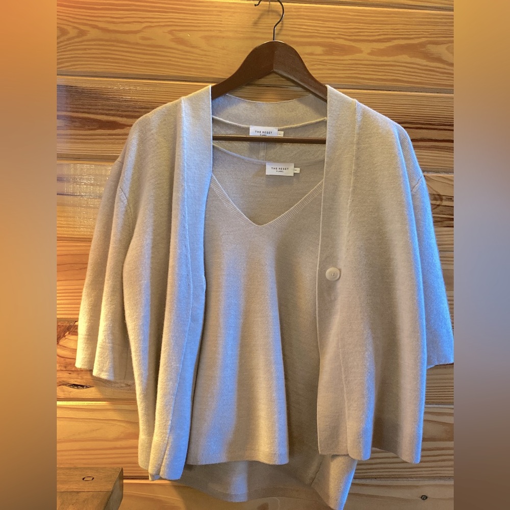The Reset cardigan and sleeveless tank